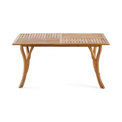 Tavolo da pranzo rettangolare moderno in legno da 150 cm con gambe stabili, in teak, 6 posti a sedere