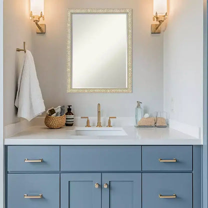 Specchio da parete per bagno con cornice in legno smussata da mezzo pollice, Oro Classico