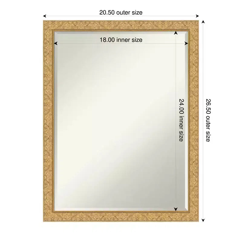 Specchio da parete per bagno con cornice in legno smussata da mezzo pollice, Oro Classico