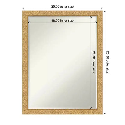 Specchio da parete per bagno con cornice in legno smussata da mezzo pollice, Oro Classico