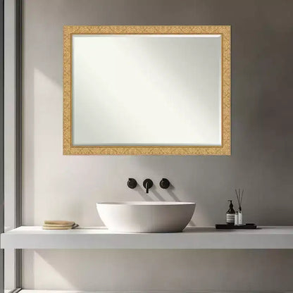 Specchio da parete per bagno con cornice in legno smussata da mezzo pollice, Oro Classico