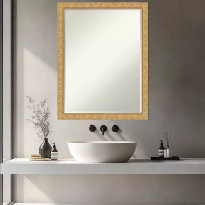 Specchio da parete per bagno con cornice in legno smussata da mezzo pollice, Oro Classico