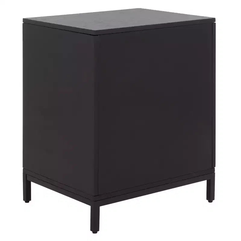 Comodino a 1 cassetto e 1 ripiano con finitura in impiallacciatura di legno e design moderno