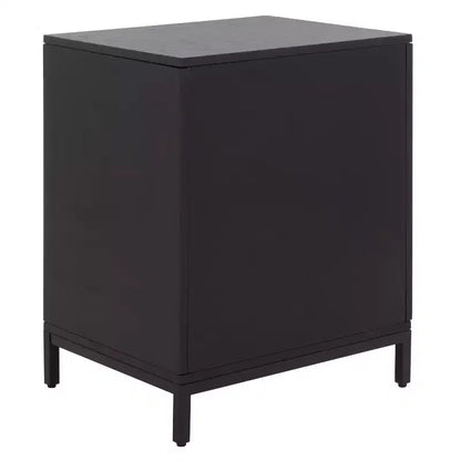 Comodino a 1 cassetto e 1 ripiano con finitura in impiallacciatura di legno e design moderno