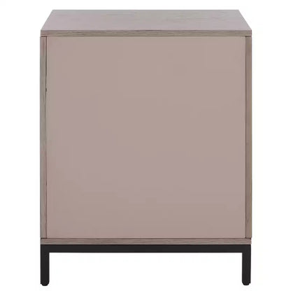 Comodino a 1 cassetto e 1 ripiano con finitura in impiallacciatura di legno e design moderno