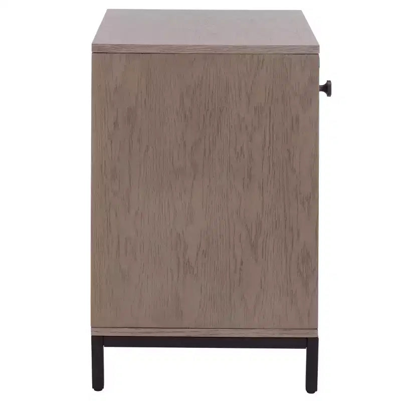 Comodino a 1 cassetto e 1 ripiano con finitura in impiallacciatura di legno e design moderno