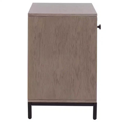 Comodino a 1 cassetto e 1 ripiano con finitura in impiallacciatura di legno e design moderno