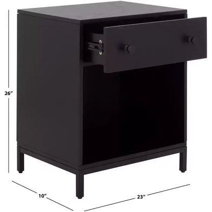 Comodino a 1 cassetto e 1 ripiano con finitura in impiallacciatura di legno e design moderno