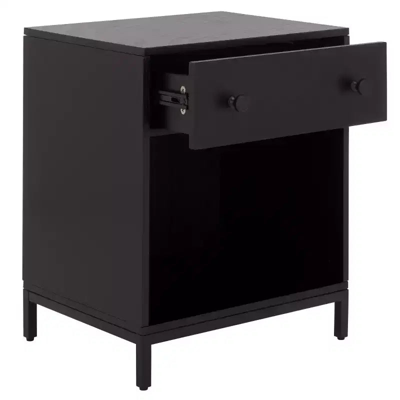Comodino a 1 cassetto e 1 ripiano con finitura in impiallacciatura di legno e design moderno