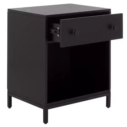 Comodino a 1 cassetto e 1 ripiano con finitura in impiallacciatura di legno e design moderno
