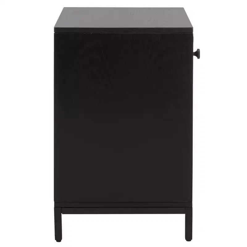 Comodino a 1 cassetto e 1 ripiano con finitura in impiallacciatura di legno e design moderno