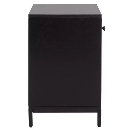 Comodino a 1 cassetto e 1 ripiano con finitura in impiallacciatura di legno e design moderno