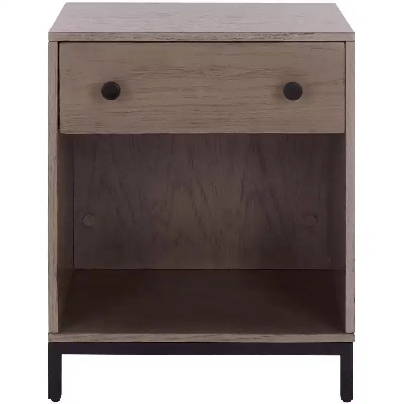 Comodino a 1 cassetto e 1 ripiano con finitura in impiallacciatura di legno e design moderno