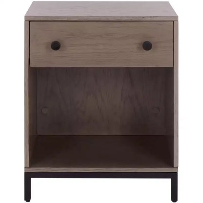 Comodino a 1 cassetto e 1 ripiano con finitura in impiallacciatura di legno e design moderno