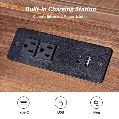 Tavolino da divano alto 66 cm con prese di ricarica integrate, vassoi estraibili e porte USB