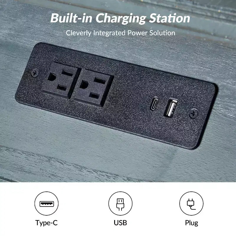 Tavolino da divano alto 66 cm con prese di ricarica integrate, vassoi estraibili e porte USB
