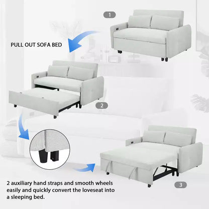 Divano letto multi-angolo reclinabile in velluto a coste con schienale a 3 posizioni e porte USB